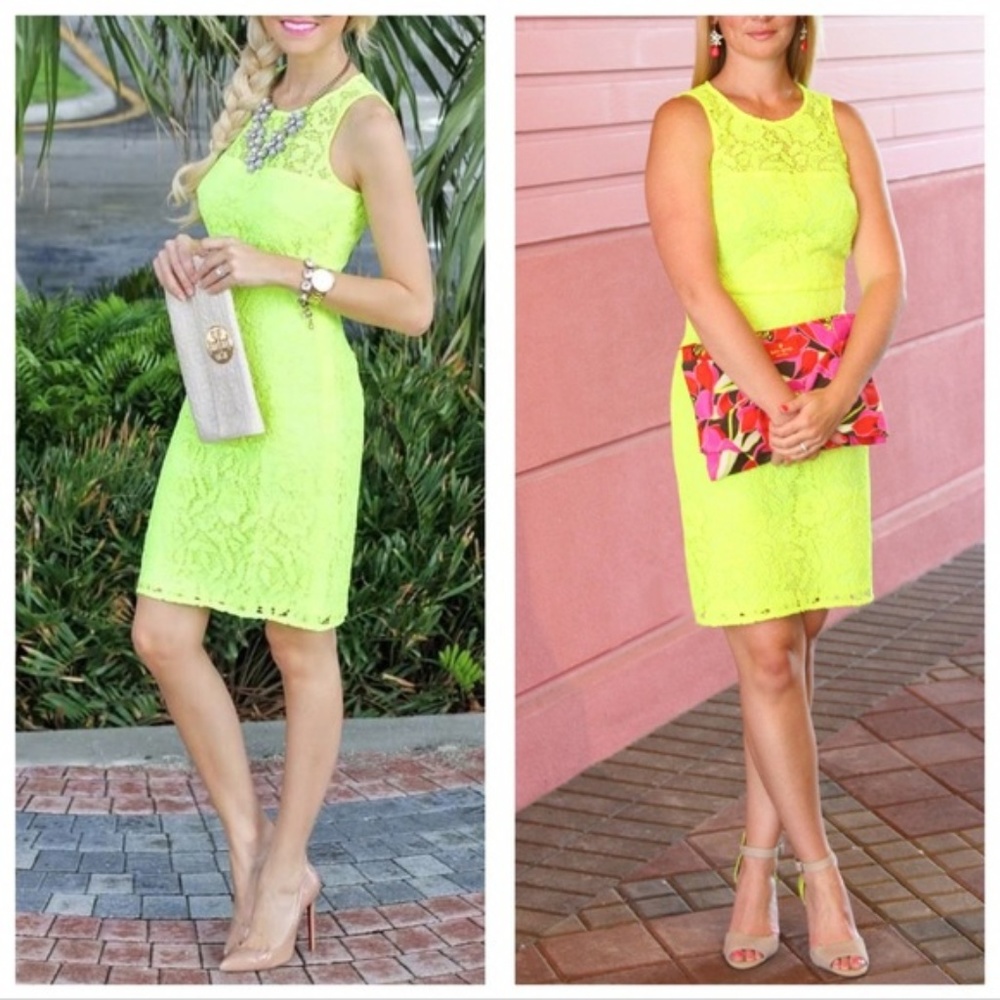 SOLD J. Crew neon lace dress
